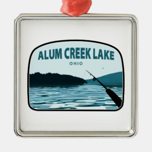 Alum Creek Lake Ohio Fishing Rod Metal Ornament