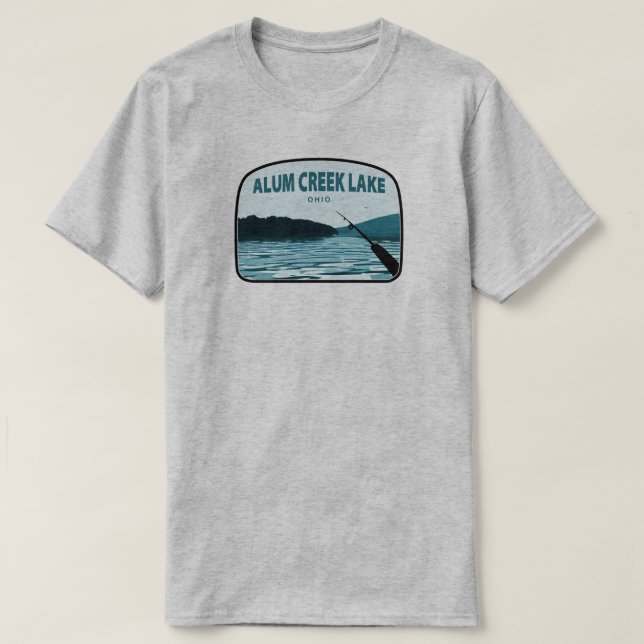 Alum Creek Lake Ohio Fishing Rod T-Shirt (Design Front)