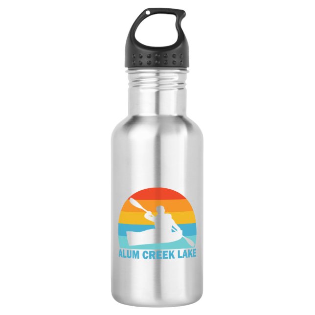 Alum Creek Lake Ohio Kayak Stainless Steel Water Bottle (Front)