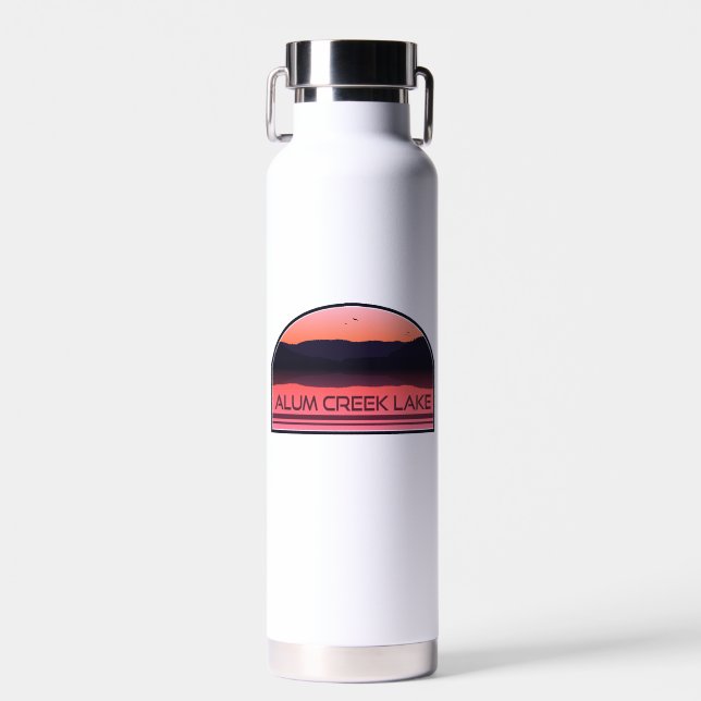 Alum Creek Lake Ohio Red Sunrise Water Bottle (Front)