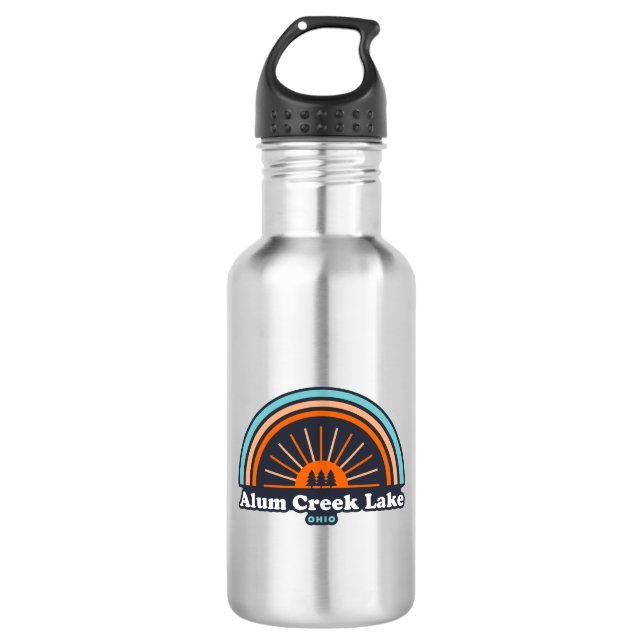Alum Creek Lake Rainbow Stainless Steel Water Bottle (Front)