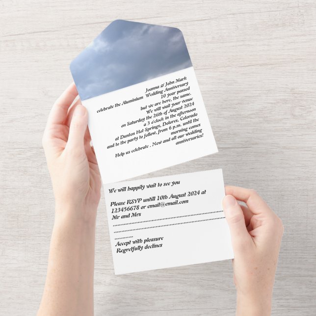 aluminium 10th wedding anniversary invitation   (Tearaway)