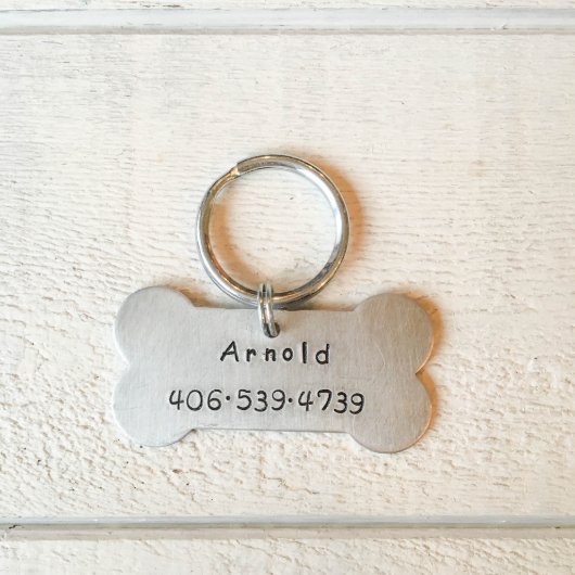 Aluminum Bone Shaped Pet ID Tag (Front)