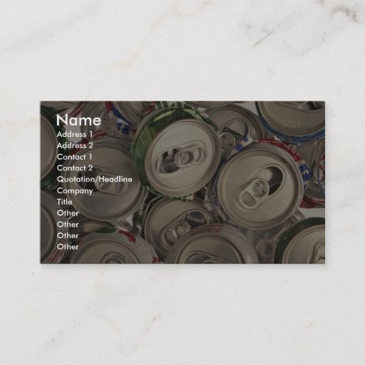 Customizable Aluminum cans, recycled business card