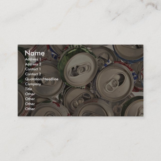 Aluminum cans, recycled business card (Front)
