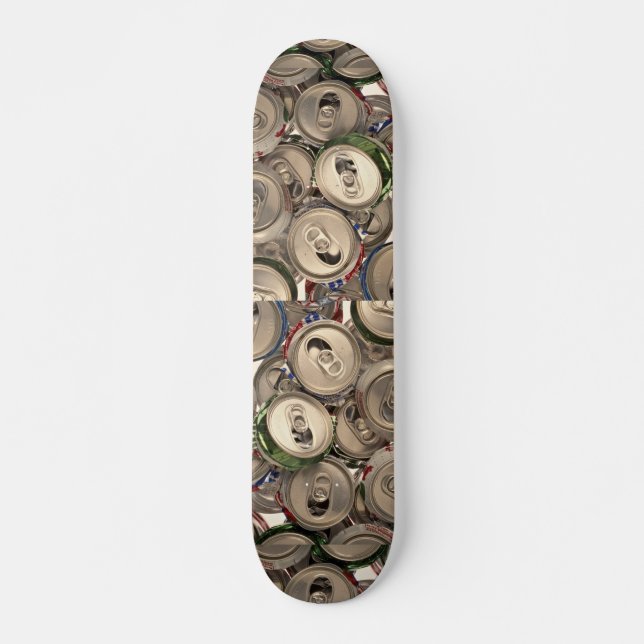Aluminum cans, recycled skateboard deck (Front)