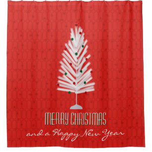Aluminum Christmas Tree Red Shower Curtain