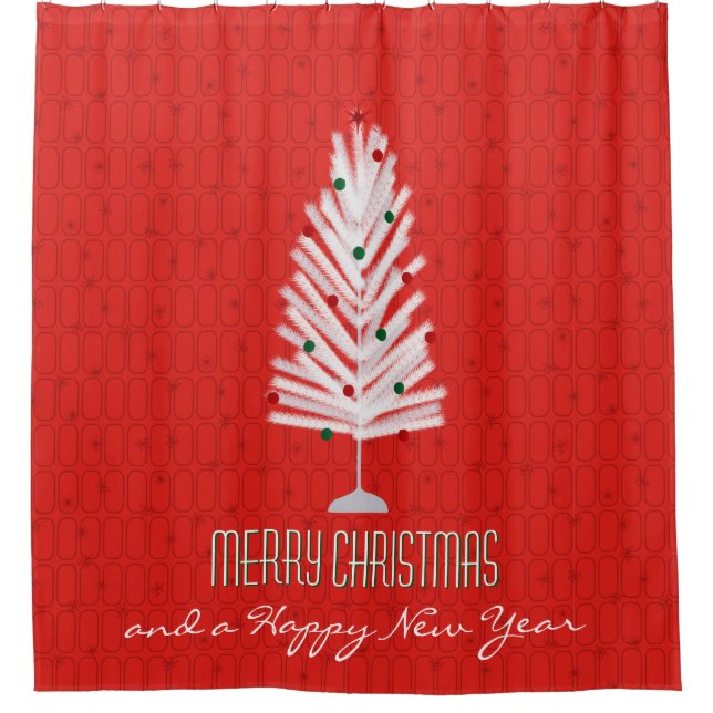 Aluminum Christmas Tree Red Shower Curtain (Front)