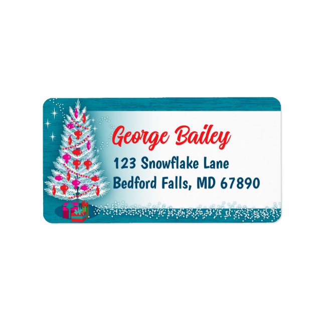 Aluminum Christmas Tree Return Address Labels (Front)