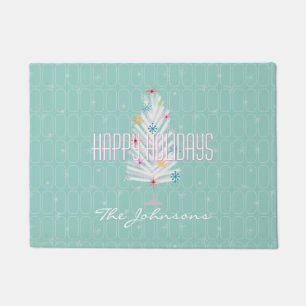 Aluminum Christmas Tree Teal Christmas Doormat