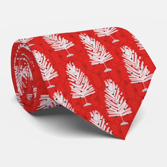 Aluminum Christmas Trees Red Christmas Neck Tie (Rolled)