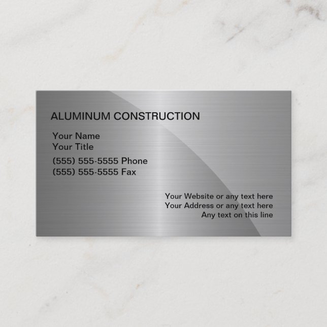 Aluminum Construction Business Cards (Front)