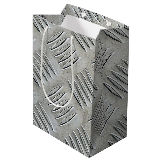Aluminum Diamond Pattern Medium Gift Bag (Back Angled)