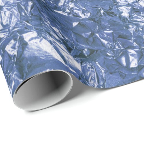Aluminum Foil Blue Navy Metallic Wrinkled Wrapping Paper