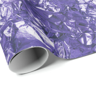 Aluminum Foil Blue Purple Metallic Wrinkled Wrapping Paper