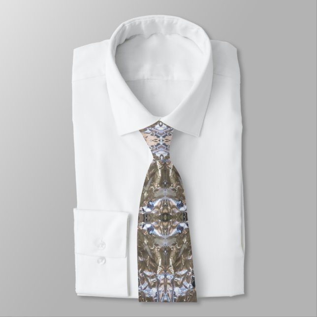Aluminum Foil Crinkled Wrapper Abstract Art Neck Tie (Tied)