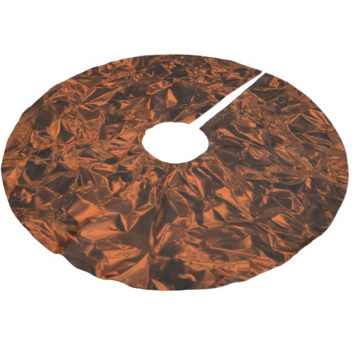 Aluminum Foil Design in Copper Orange Brushed Polyester Tree Skirt