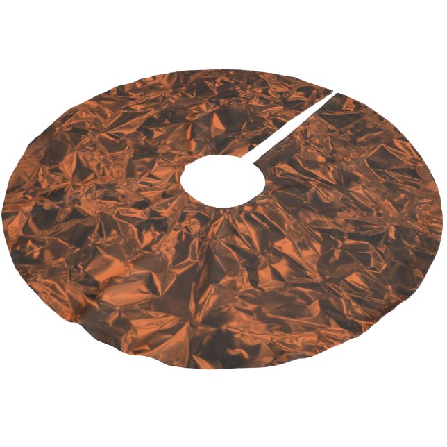 Aluminum Foil Design in Copper Orange Brushed Polyester Tree Skirt (Angled)