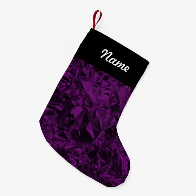 Aluminum Foil Design in Purple Small Christmas Stocking (Front (Hanging))