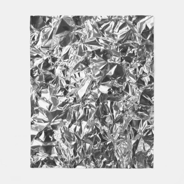 Aluminum Foil Design Silver Color Fleece Blanket (Front)