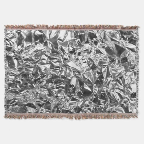 Aluminum Foil Design Silver Color Throw Blanket