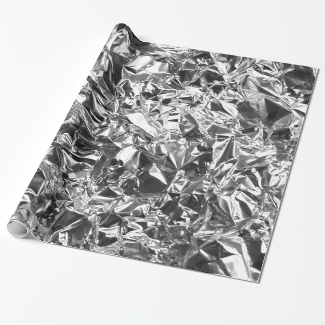 Aluminum Foil Design Silver Color Wrapping Paper (Unrolled)