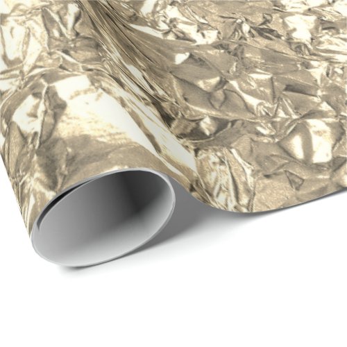 Aluminum Foil Gold Faux Champaign Wrinkled Wrapping Paper