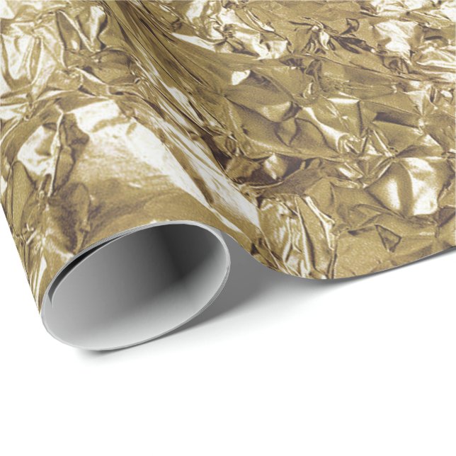 Aluminum Foil Gold Glam Metallic Wrinkled Wrapping Paper (Roll Corner)