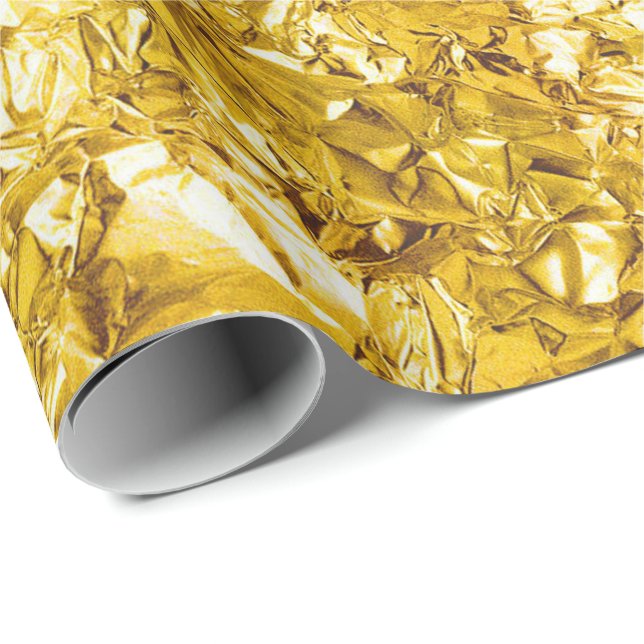 Aluminum Foil Lemonade Yellow  Metallic Wrinkled Wrapping Paper (Roll Corner)