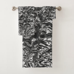 Aluminum Foil Metal Texture Bath Towel Set