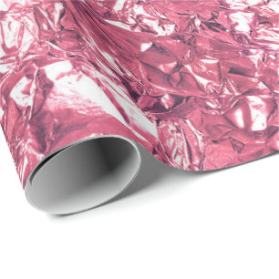 Aluminum Foil Pink Rose White Wrinkled Wrapping Paper