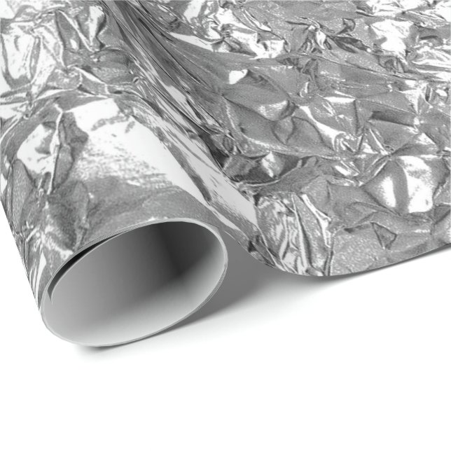 Aluminum Foil Silver Gray Metallic Wrinkled Wrapping Paper (Roll Corner)