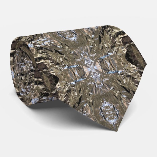 Aluminum Foil Wrinkled Wrapper Abstract Art Neck Tie (Rolled)