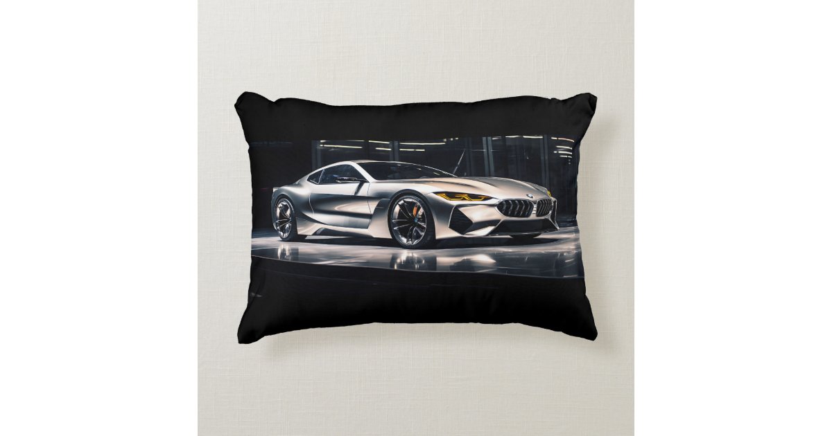 aluminum futuristic race car accent pillow Zazzle