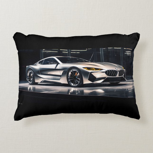 aluminum futuristic race car accent pillow (Front)