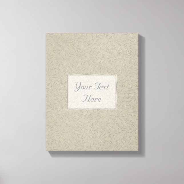 Aluminum Grey Embossed Leaf Vines Canvas Print (Front)