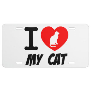 Aluminum License Plate/I love my Cat Plate