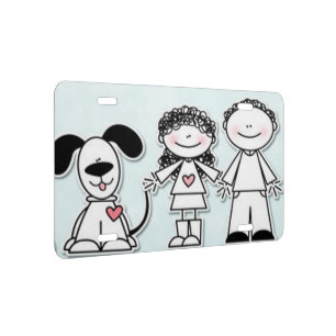 Aluminum License Plate/Man, Women and Dog Plate