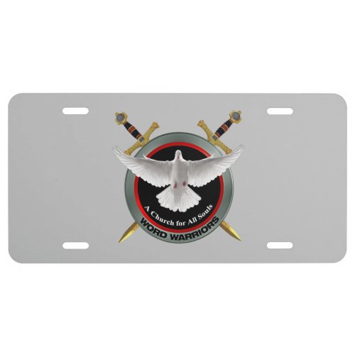 Aluminum License Plate two Swords with White Dove