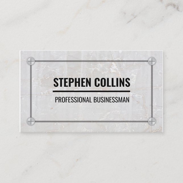 Aluminum Metal and Screws | Marble Business Card (Front)