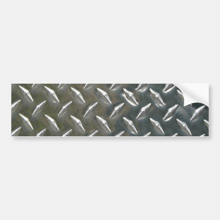 Aluminum Metal Checkerplate Bumper Sticker