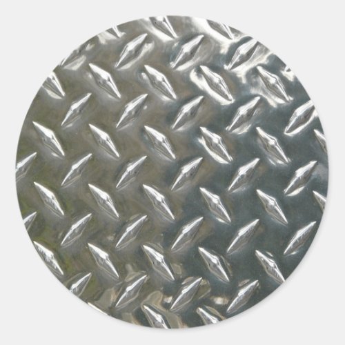 Aluminum Metal Checkerplate Classic Round Sticker