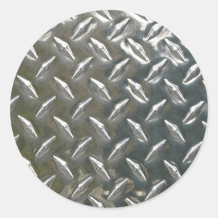 Aluminum Metal Checkerplate Classic Round Sticker