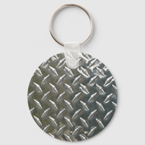 Aluminum Metal Checkerplate Keychain