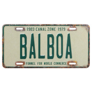 Aluminum Panama Canal Zone Plates: Balboa License Plate