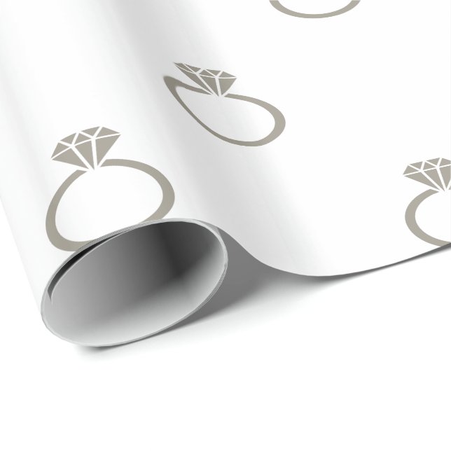 Aluminum Silver Gray Engagement Rings on White Wrapping Paper (Roll Corner)