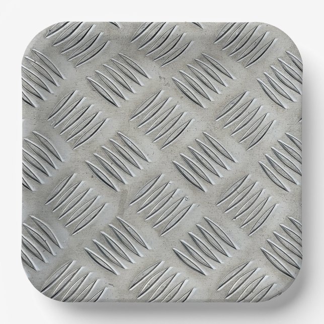 Aluminum Texture Diamond Pattern Paper Plates (Front)