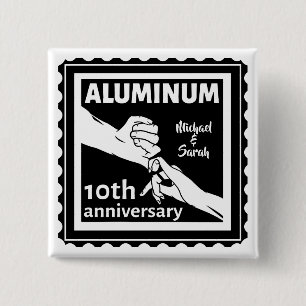 ALUMINUM traditional 10th wedding anniversary gift Button