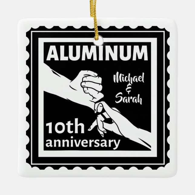 ALUMINUM traditional 10th wedding anniversary gift Ceramic Ornament (Front)