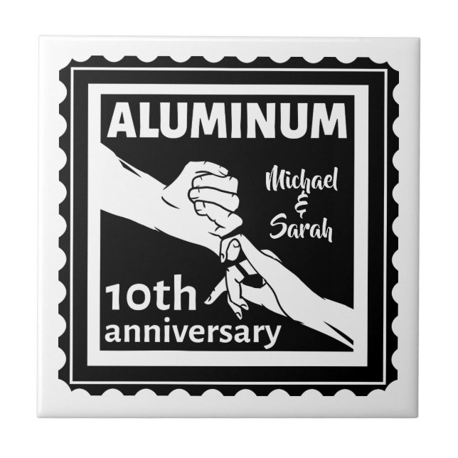 ALUMINUM traditional 10th wedding anniversary gift Ceramic Tile (Front)